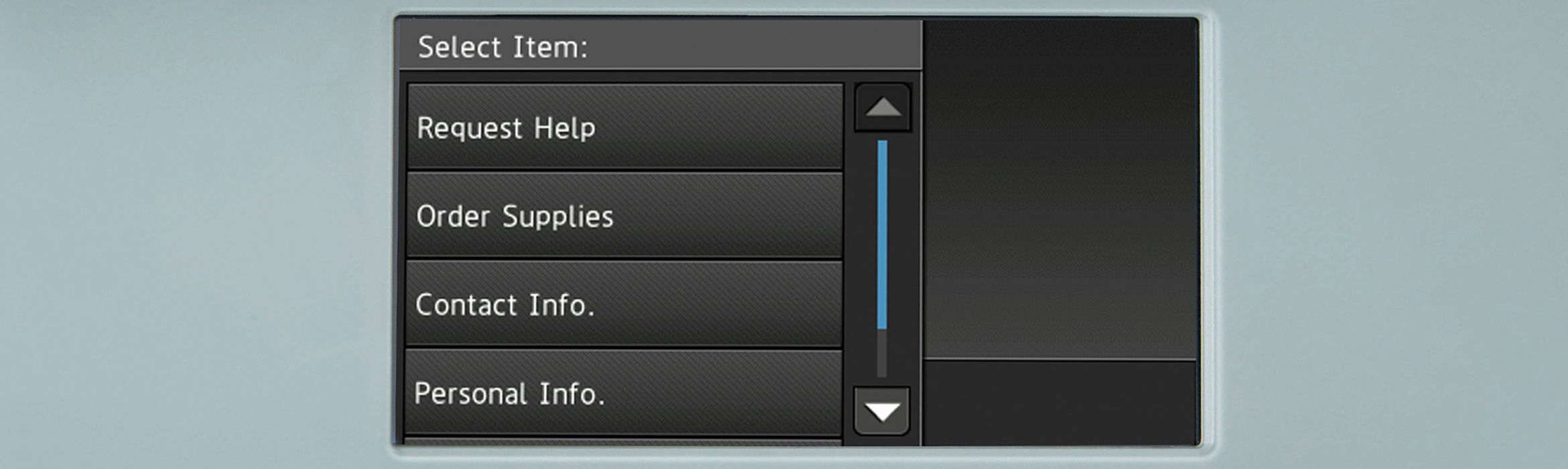 Brother multifunction printer touchscreen with list of services