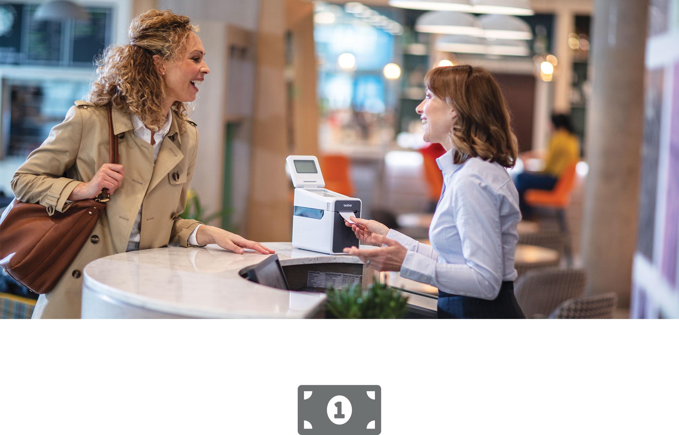 Woman serving female customer at checkout