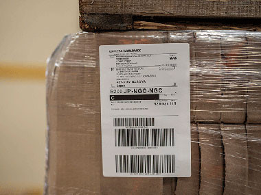 four inch industrial label  on packaged brown box