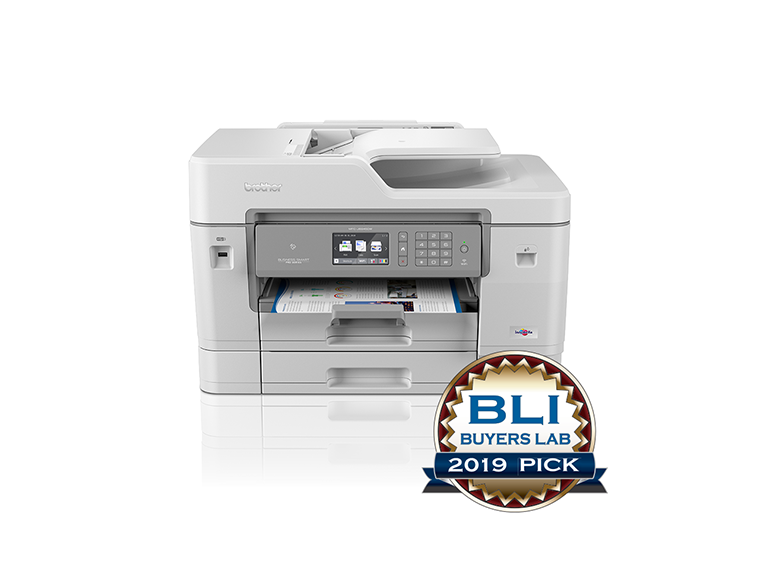 Produktbilde av Brother MFCJ6945DW multifunksjon blekkskriver med BLI Buyers Lab 2019 Pick Award logo front