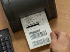 Label printed on a Brother TD-4D series label printer