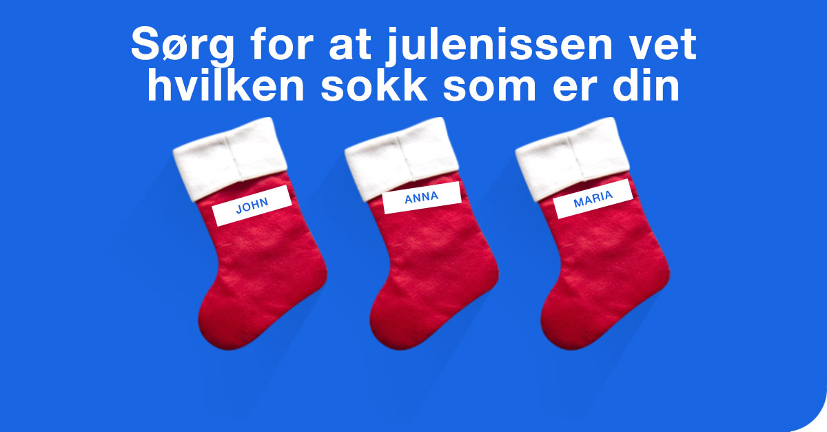 Julestrømpe med navnelapper