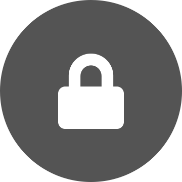White padlock on a grey circle background