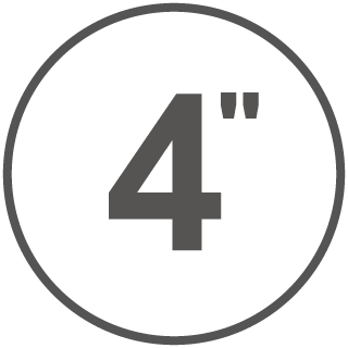 4 inch text in grey in grey circle with transparent background