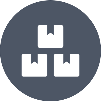 Grey circle with 3 white boxes 