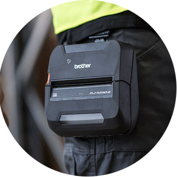 Brother RJ-4 rugged mobile printer worn on-body
