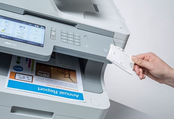 MFC-L9570CDW multifunction printer with NFC card