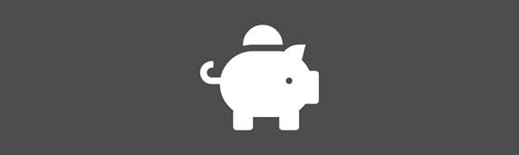 white piggy bank money icon against an grey background