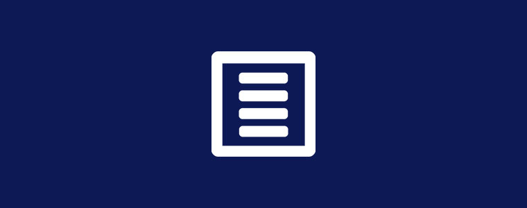 Blue background with white form icon