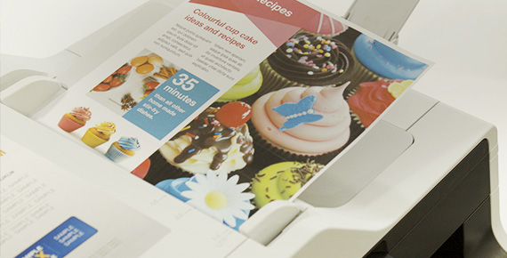 Colourful document on a printer