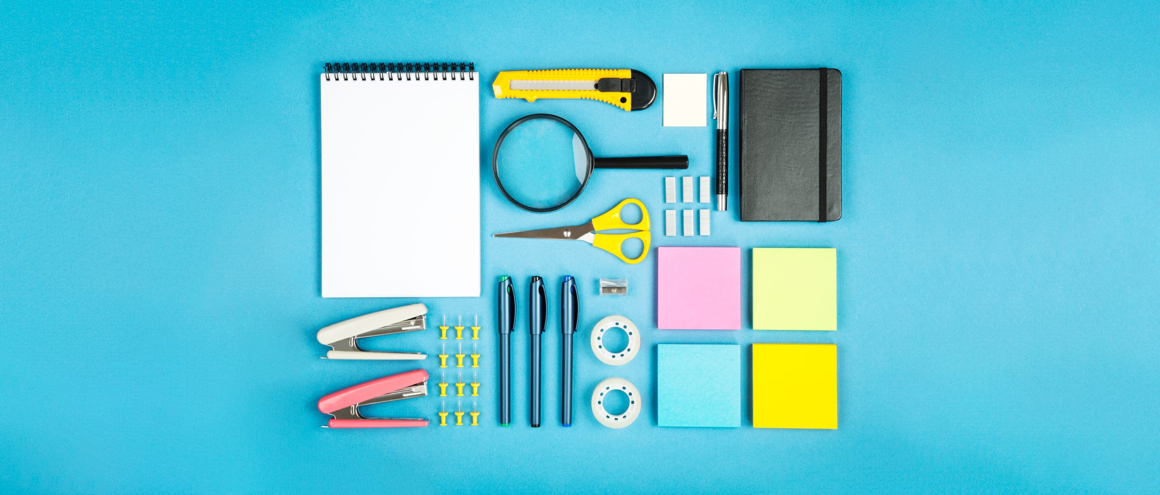 Office stationery neatly organised to improve productivity