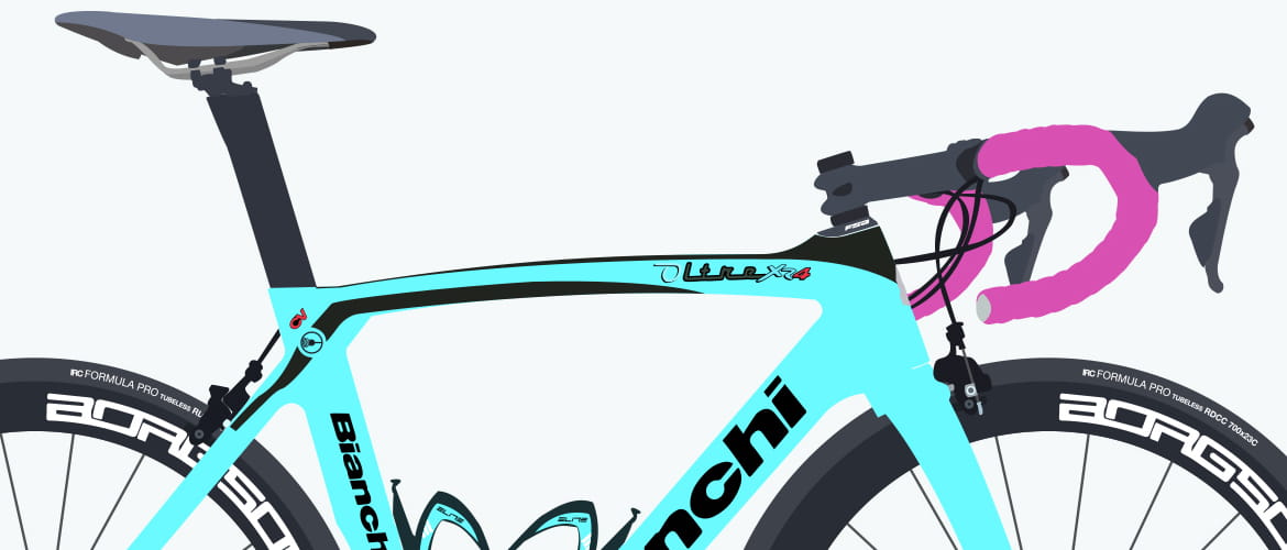 close up illustration of Team OnForm's Bianchi bike