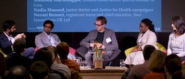 panel of speakers at a Guardian healthcare event