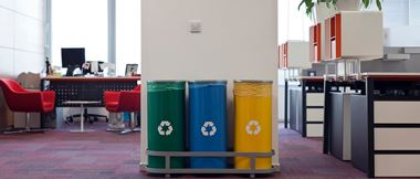 recycling waste bins in an SMB office