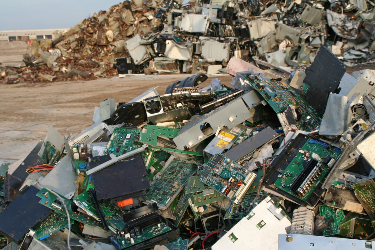 A pile of e-waste at a landfill site