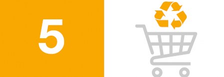Blog image icon and number for 10 ways to help the environment: 5) Buy from companies with eco-friendly policies