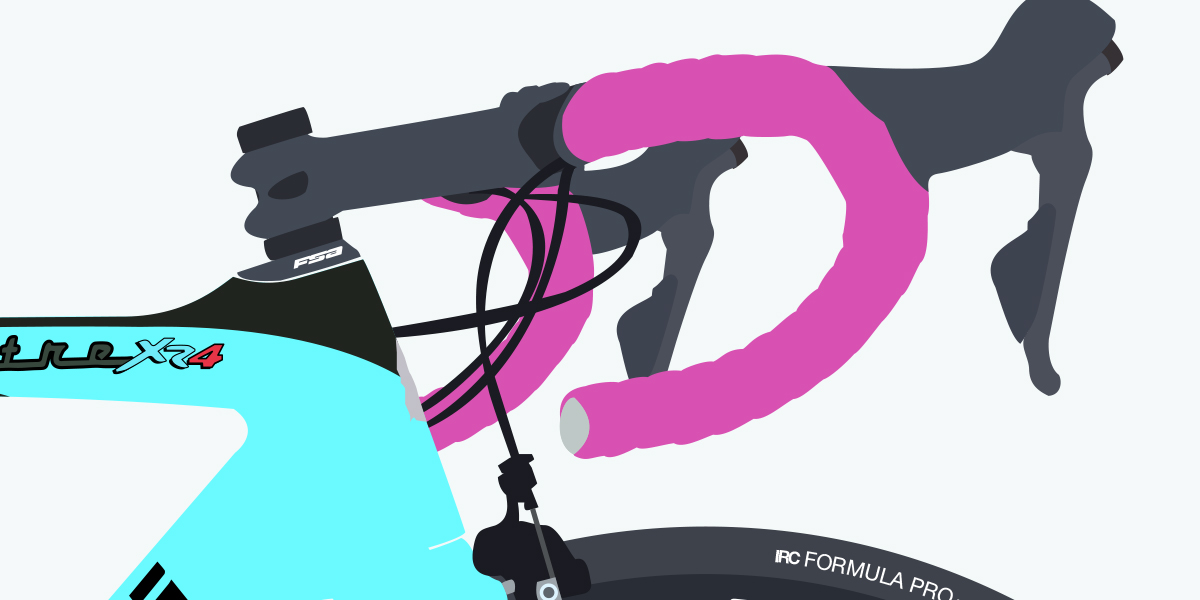 close up illustration of Team OnForm bike pink handlebar tape