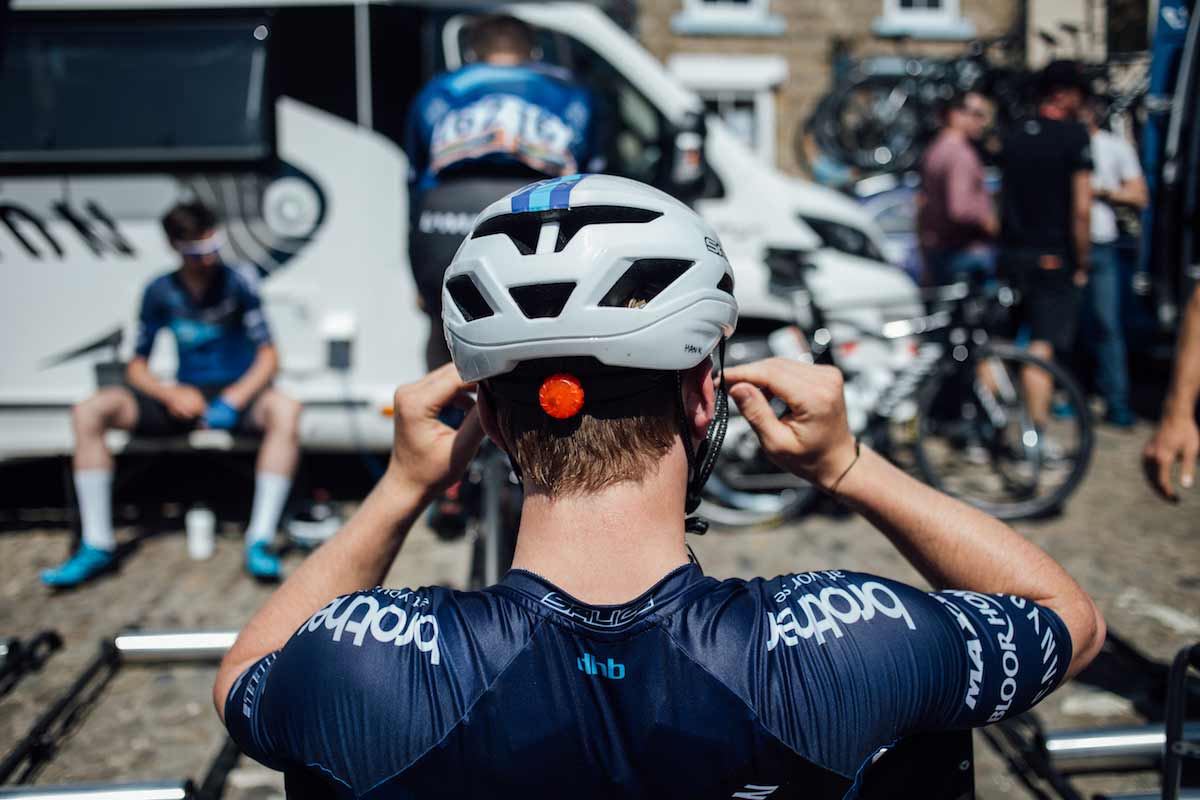 Cyclist re-positioning helmet