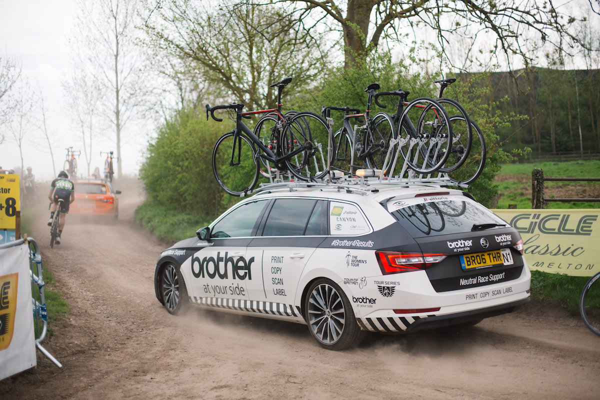 Brother's neutral support car during a race