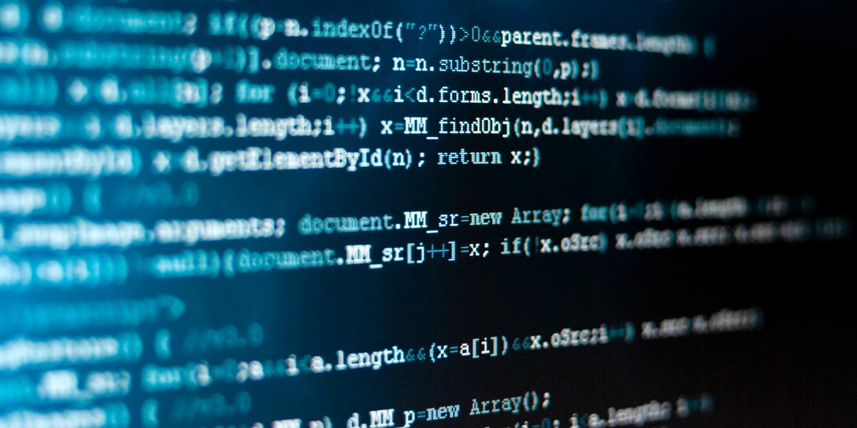 computer screen of code to highlight cyber security software