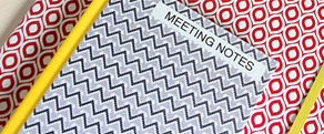 a labelled meeting notebook