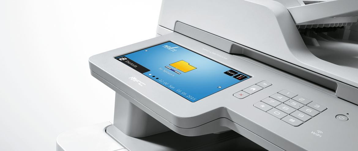Multifunction printer with network folder customised touchscreen