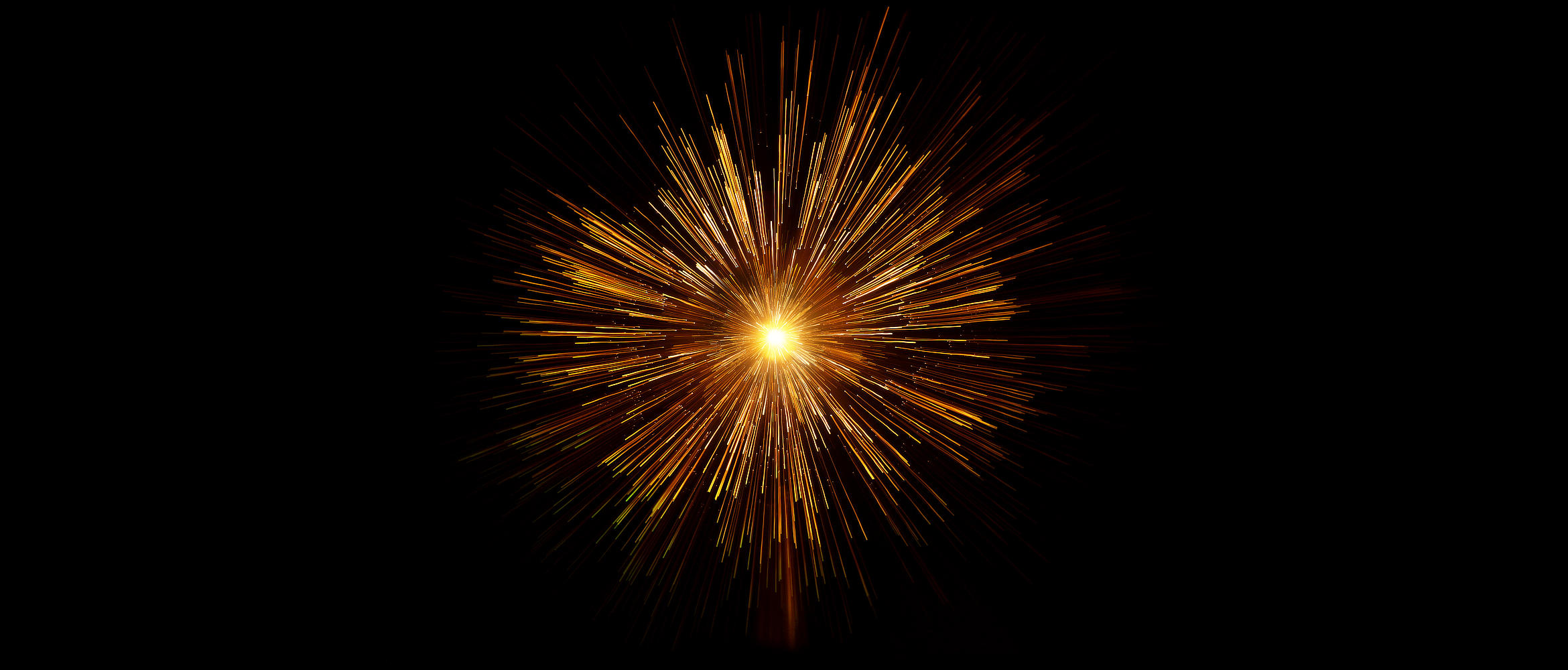 Orange firework exploding on a black background