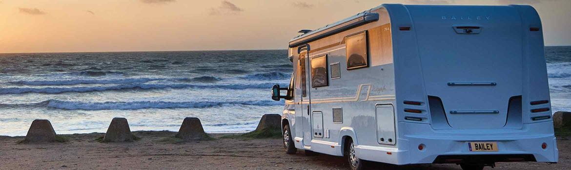 Bailey motorhome parked looking out to sea