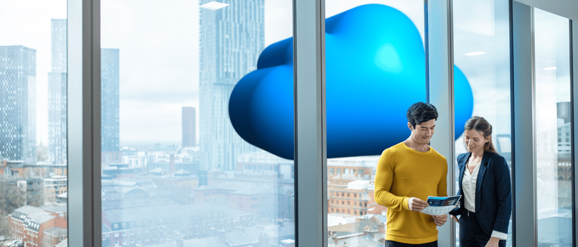 Cloud icon outside an office environment