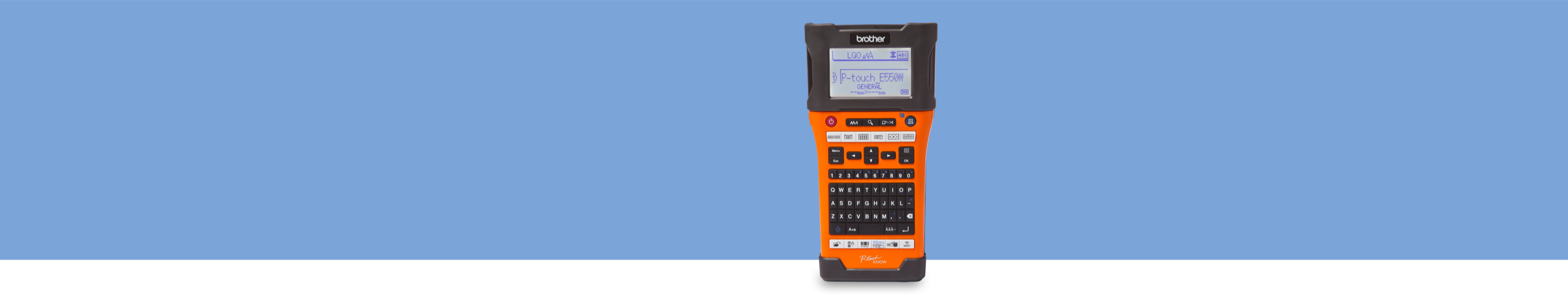 electrician's label printer on a blue background