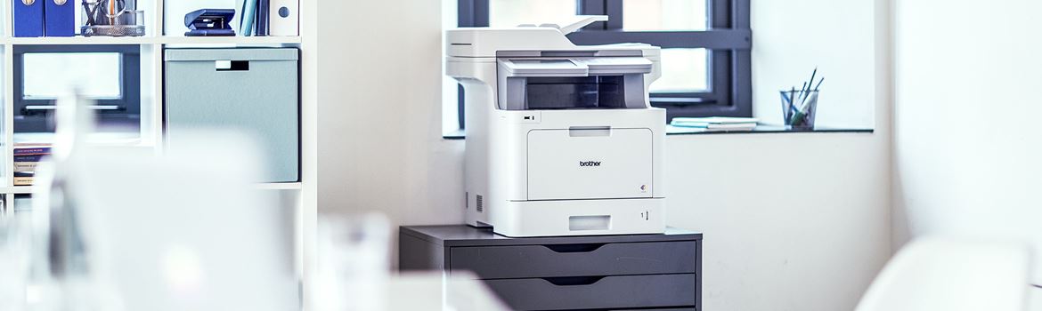 image shows a printer powered by managed print services