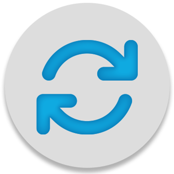 Blue automated workflow icon on a round grey background