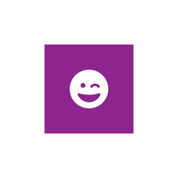 White face grin wink icon on a square purple background