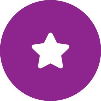 White star icon on a round purple background