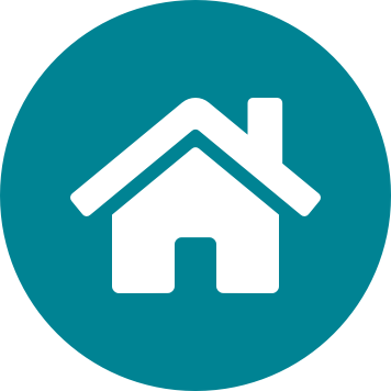 Home icon on a circular teal background