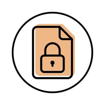 Circular icon with illustration of a padlocked document to represent security
