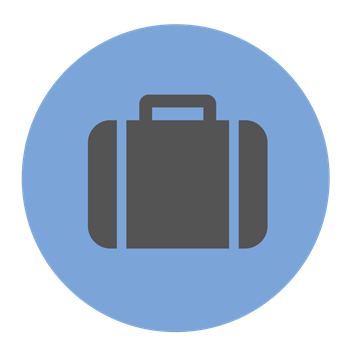 Briefcase icon on blue background