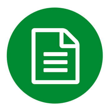 Document icon on green background to illustrate paper sizes up to A4