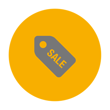 Sale ticket icon on yellow background