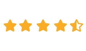 Five stars with four and a half coloured in gold