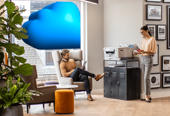 SMB environment with cloud icon outside a window