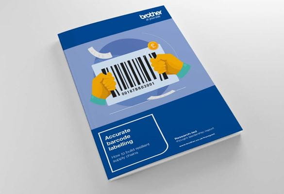 Front cover of barcode label report on grey background