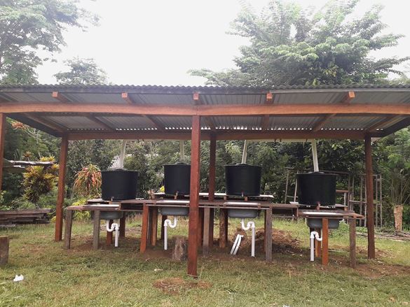 A handwashing station Brother customers have help fund which is now actively helping reduce illness in Papua New Guinea