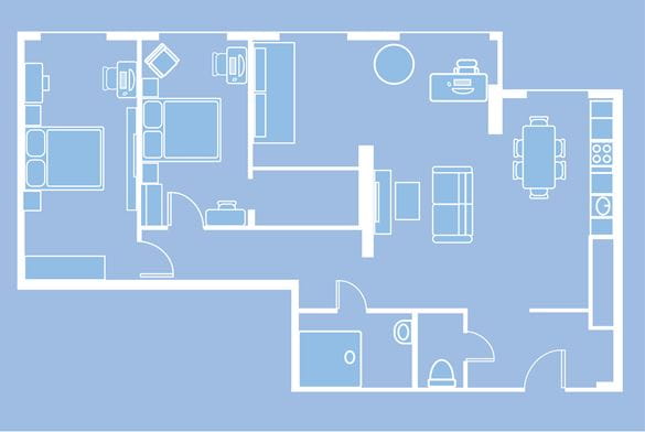 Illustration of an apartment floor plan