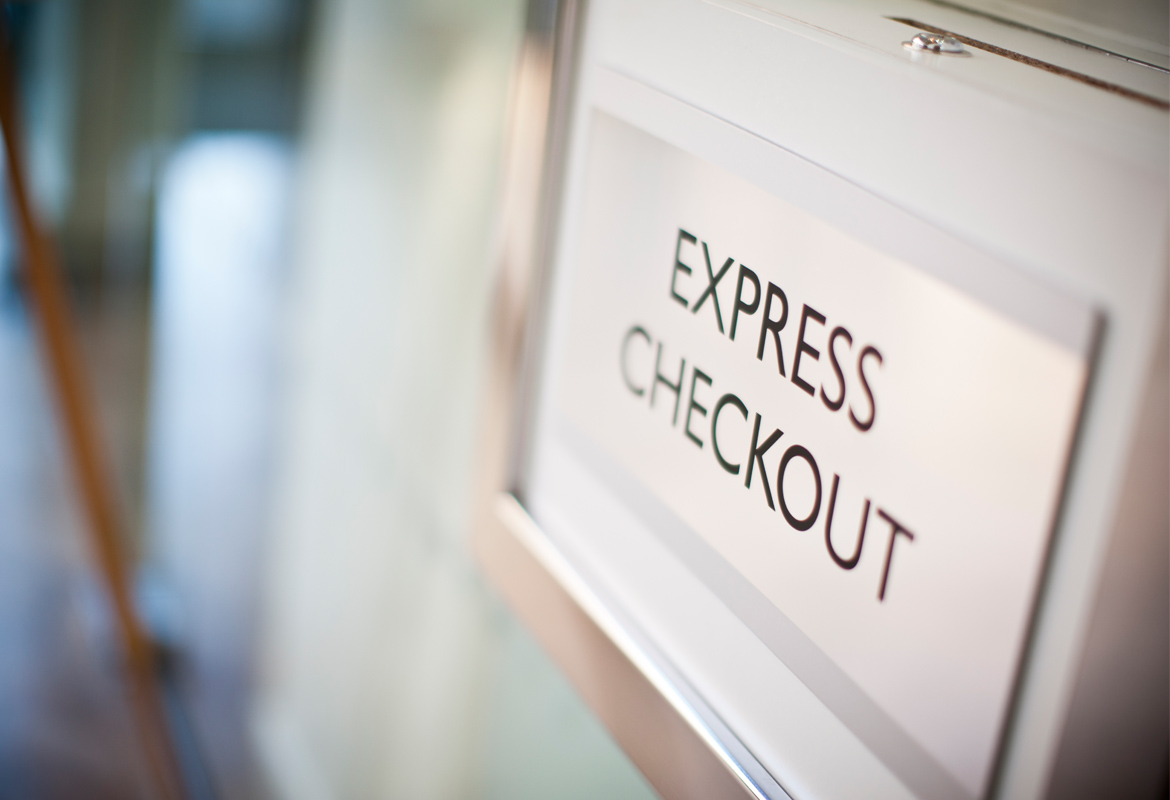 Express checkout hotel sign