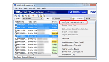 Screen shot of BRAdmin Professional software