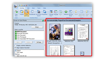 Screen shot of Nuance PaperPort software