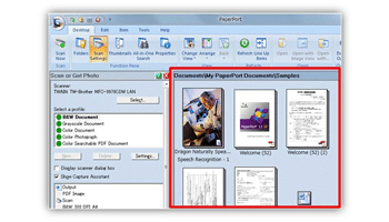 Screen shot of Nuance PaperPort software
