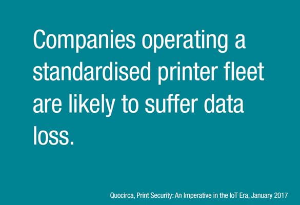 Statistic from Quocirca, Print Security: An imperative in the IoT Era, January 2017