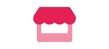 Crimson high street retail store icon on white background